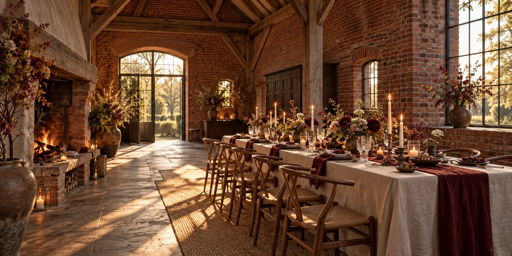 Illustratieve feesttafel in een historische boerderij; dit is geen foto van Het Wapen van Degenkamp